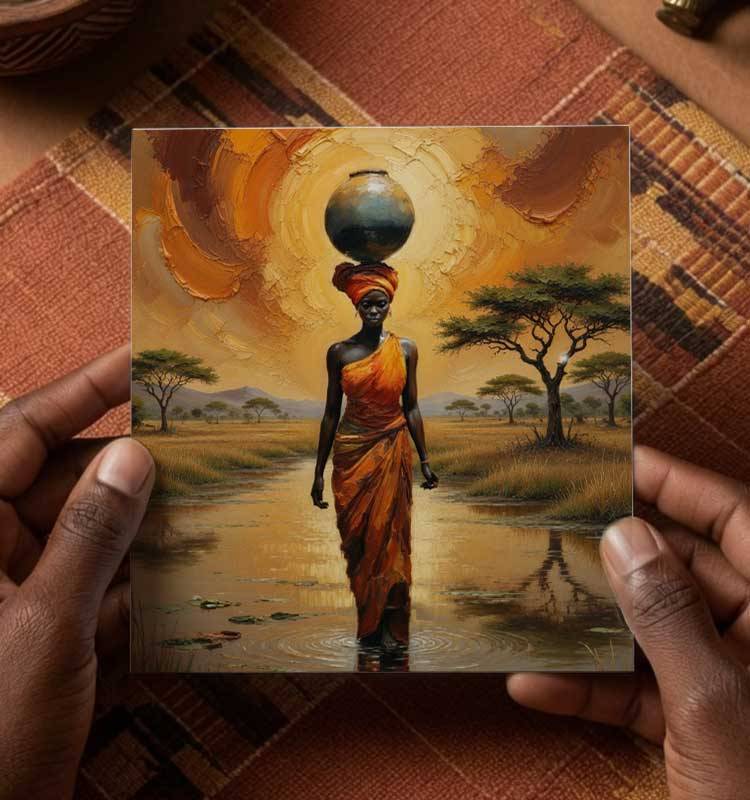 Custom-Swahili-Traditional-lady-Art-Greeting-Card-Pikseli-Creatives - Image 1