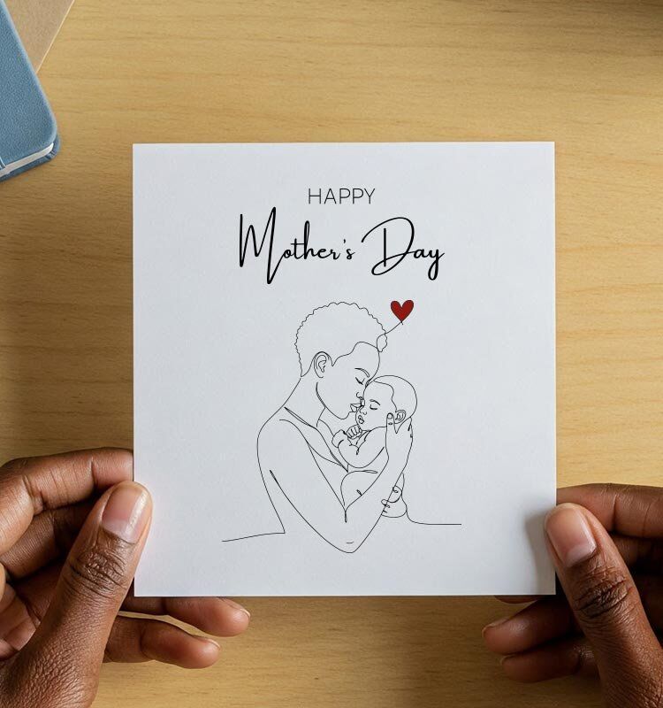 Cute African - line art - Mother's Day - Image 1
