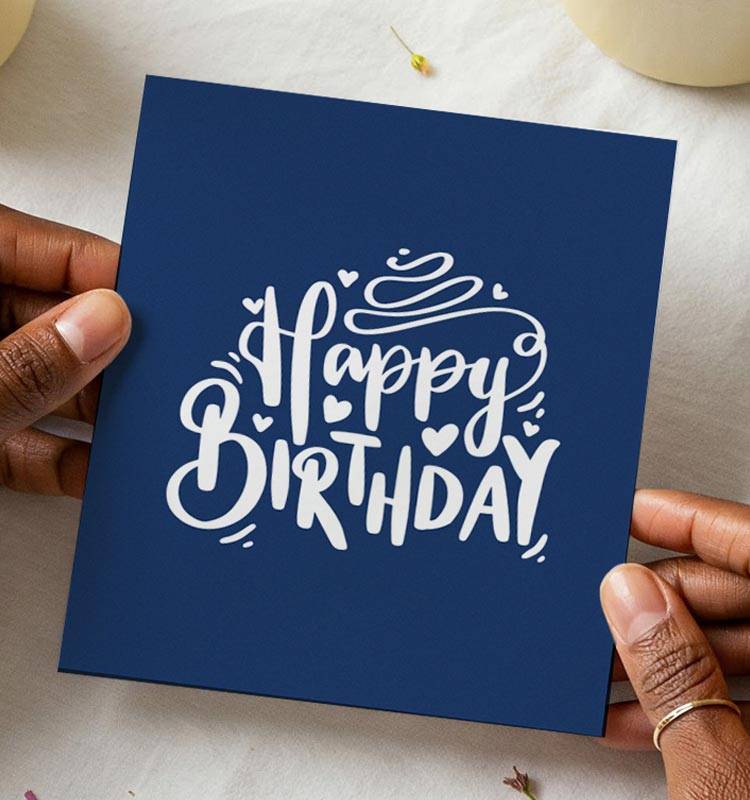Cute Happy Birthday Greeting Card - Decorative Text - Image 1