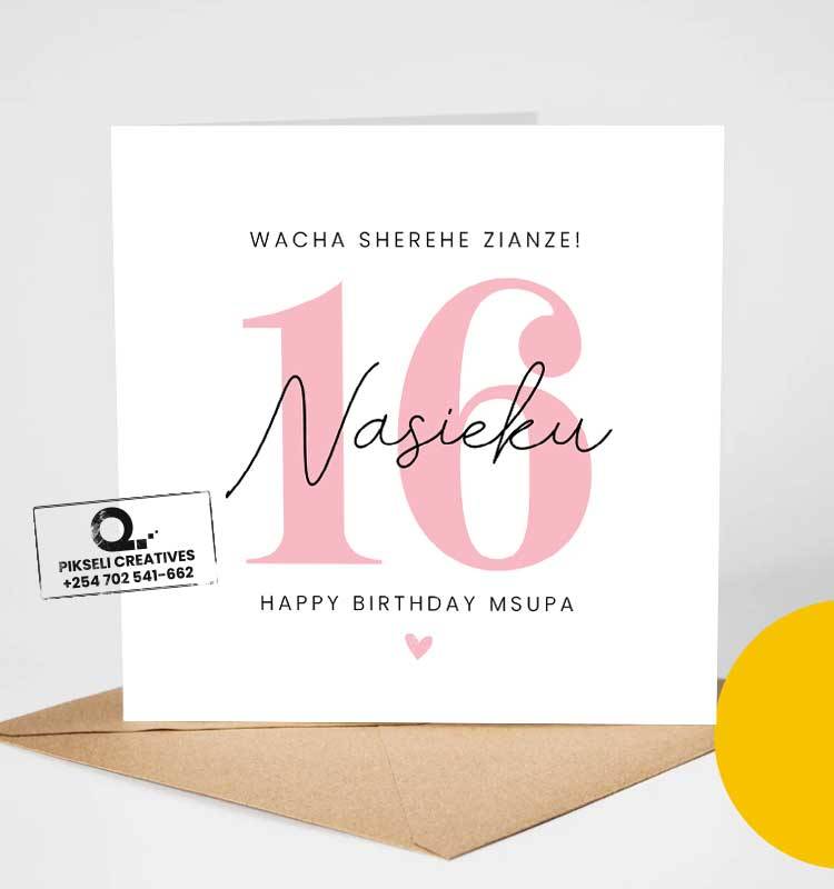 Nasieku's Swahili 16th Birthday Greeting Card - Image 1
