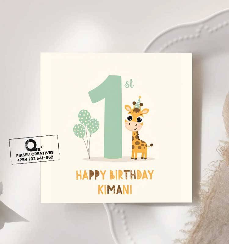 Kimani's 1st Birthday Greeting Card - Image 1