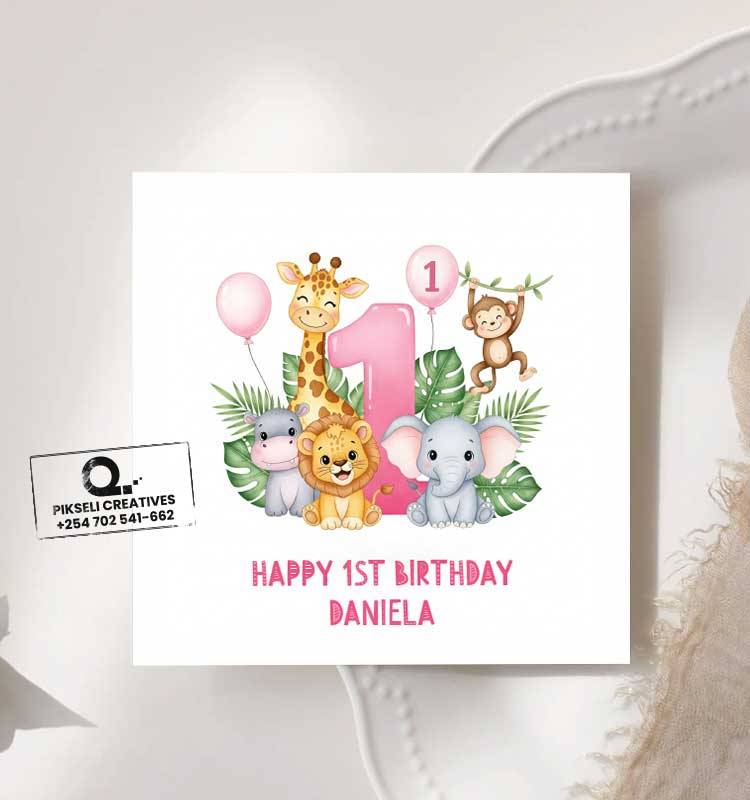 Daniela's Happy 1st Birthday Greeting Card - Image 1