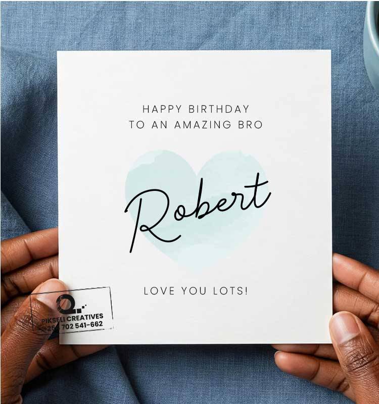 Custom Name Brother Happy Birthday Greeting Card - Image 1