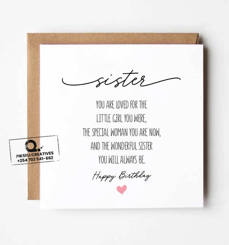 Sister Poem Happy Birthday Card - Image 1