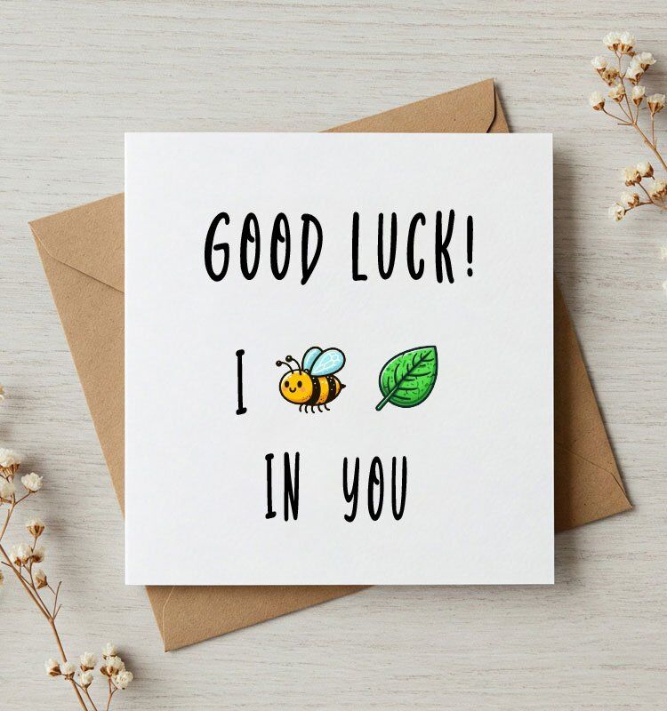 Cute Good Luck Exam Success Greeting Card - Image 1
