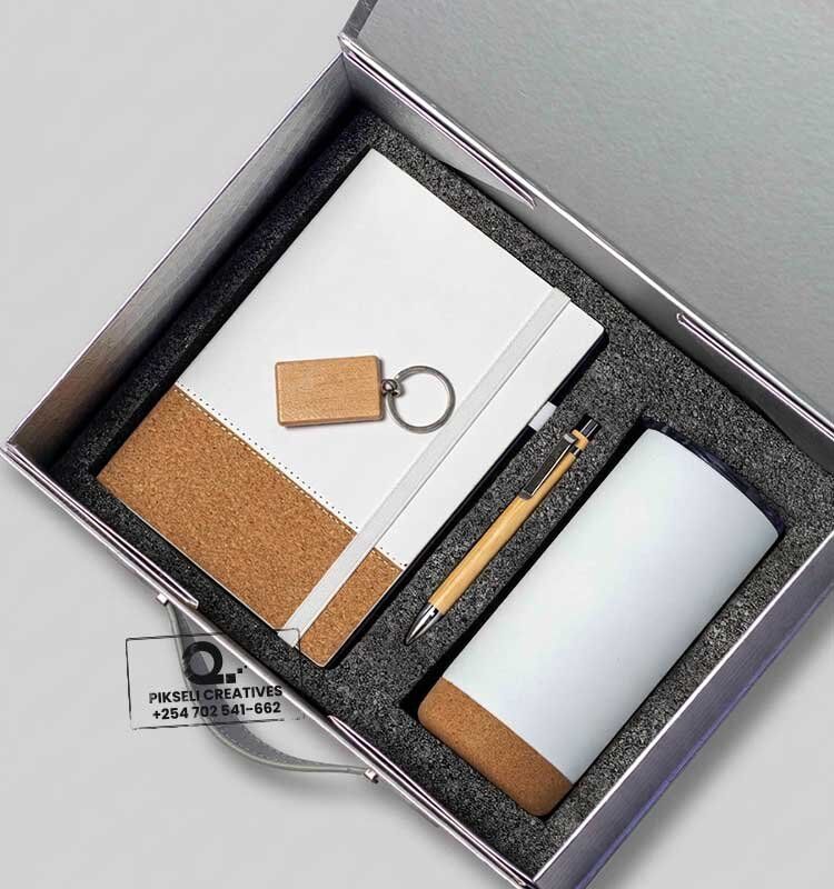 Custom Branded Cork Bottom Gift Set White