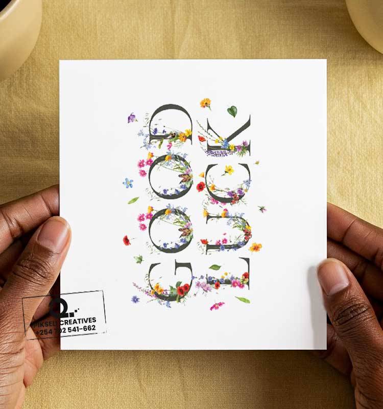 Colorful-Flowery-Text-Good-Luck-Greeting-Card - Image 1