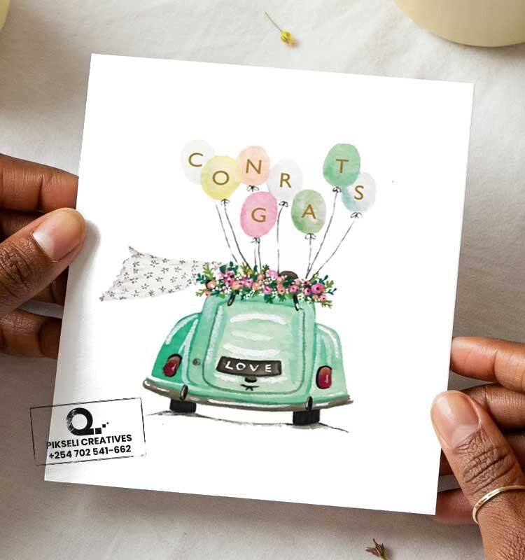 Congrats-Wedding-Car-Greeting-Card - Image 1