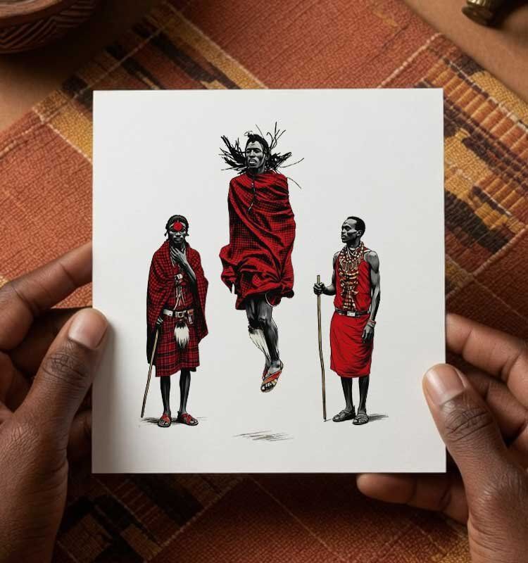 Custom-Maasai-Art-Greeting-Card-Pikseli-Creatives - Image 1