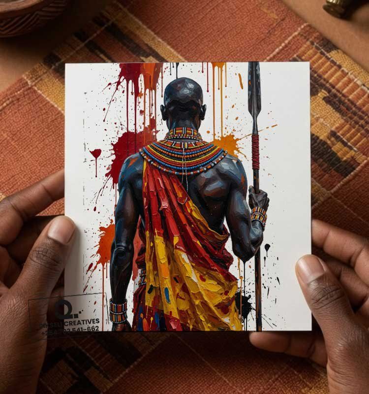 Custom-Swahil-Art-African-Warrior-Greeting-Card-Pikseli-Creatives - Image 1