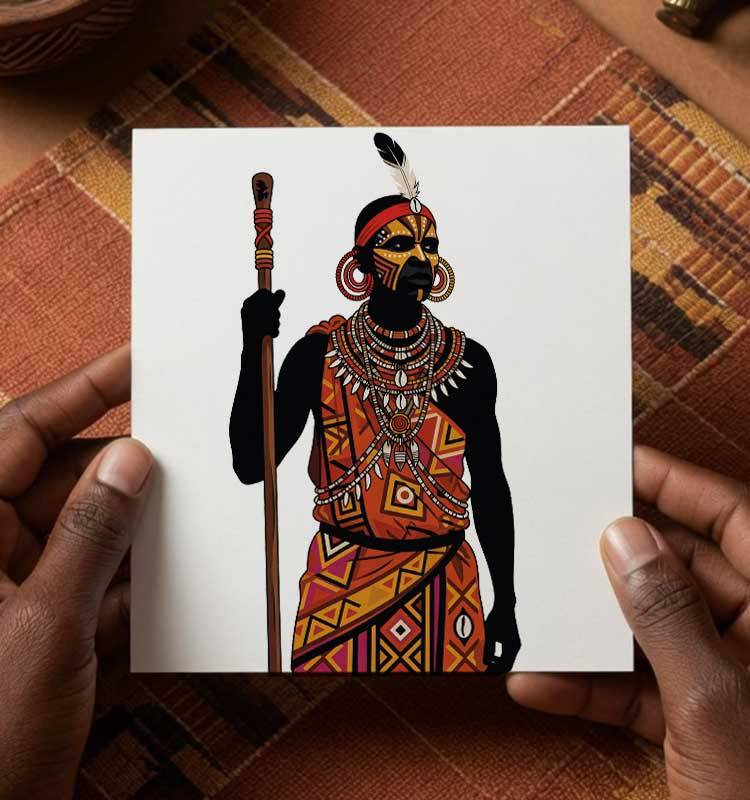Custom-Swahil-Warrior-Art-Greeting-Card-Pikseli-Creatives - Image 1