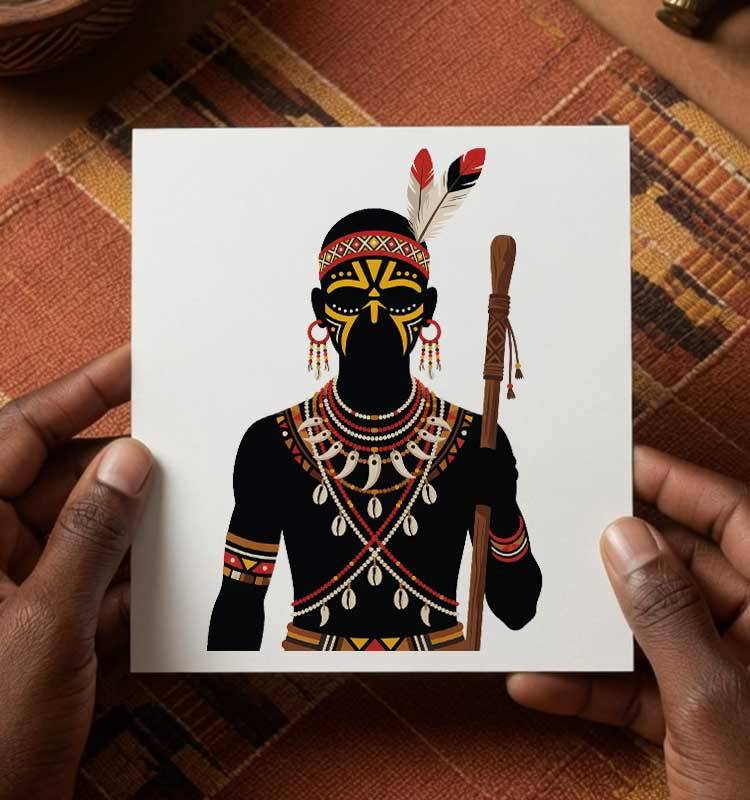 Custom-Swahil-Young-Warrior-Art-Greeting-Card-Pikseli-Creatives - Image 1