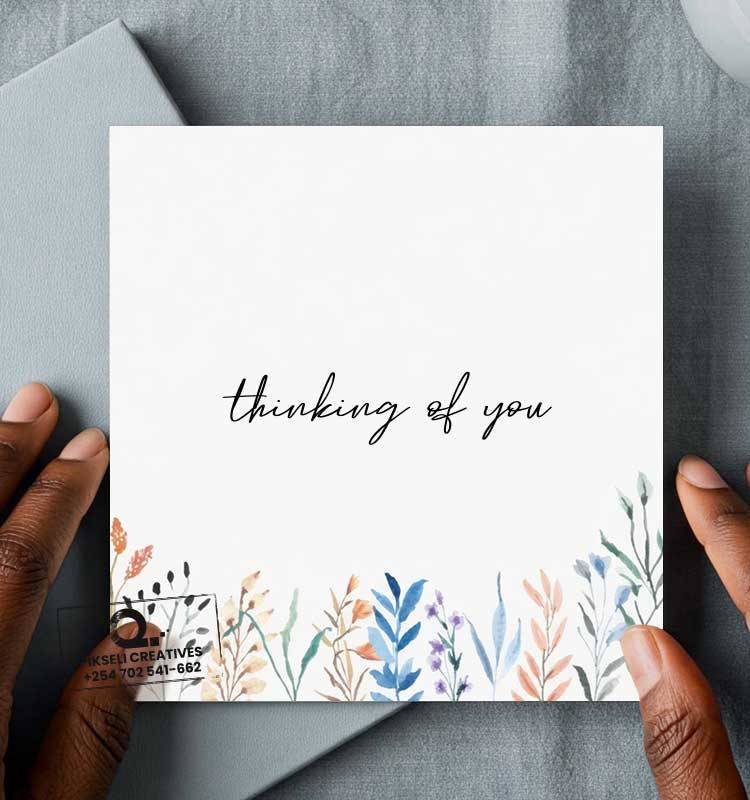 Cute-Flowerly-Thinking-of-you-Greeting-Card - Image 1