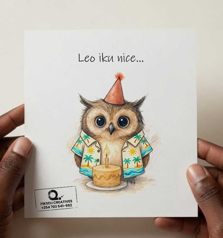 Cute-Owl-Swahili-Slang-Happy-Birthday-Greeting-Card - Image 1