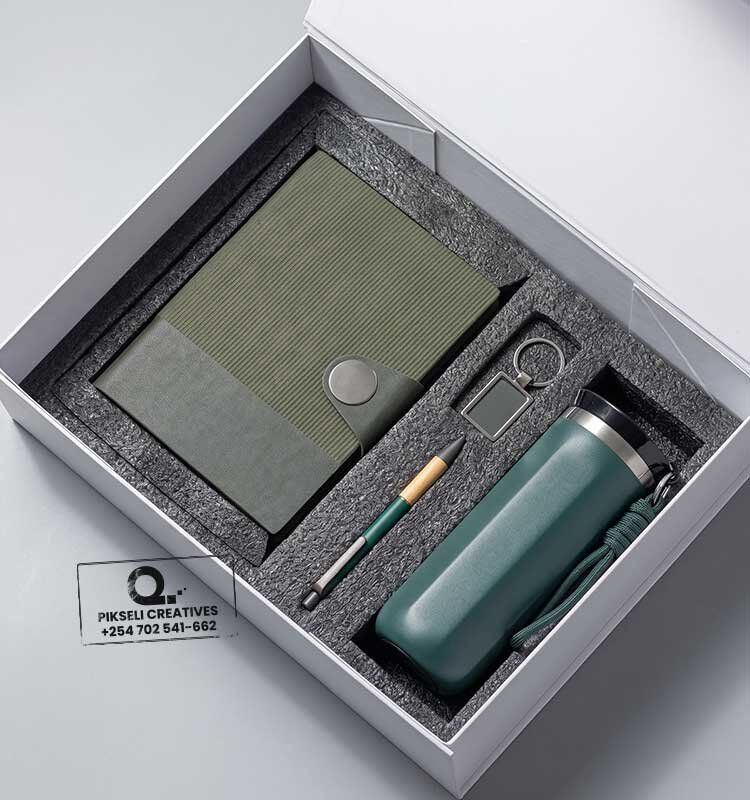 Custom Branded 4 in 1 Diamond Flask Gift Green 002 - Image 1
