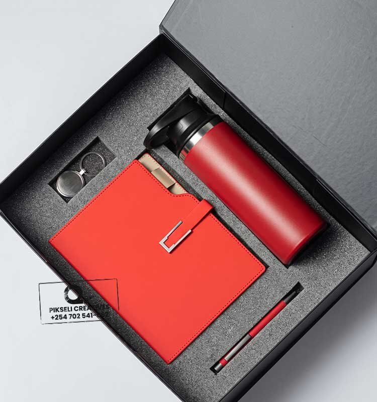 Custom Branded 4 in 1 Dual Flask Gift Set Red - Image 1