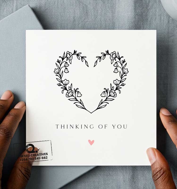 Flower-Wreath-Thinking-of-You-Greeting-Card - Image 1