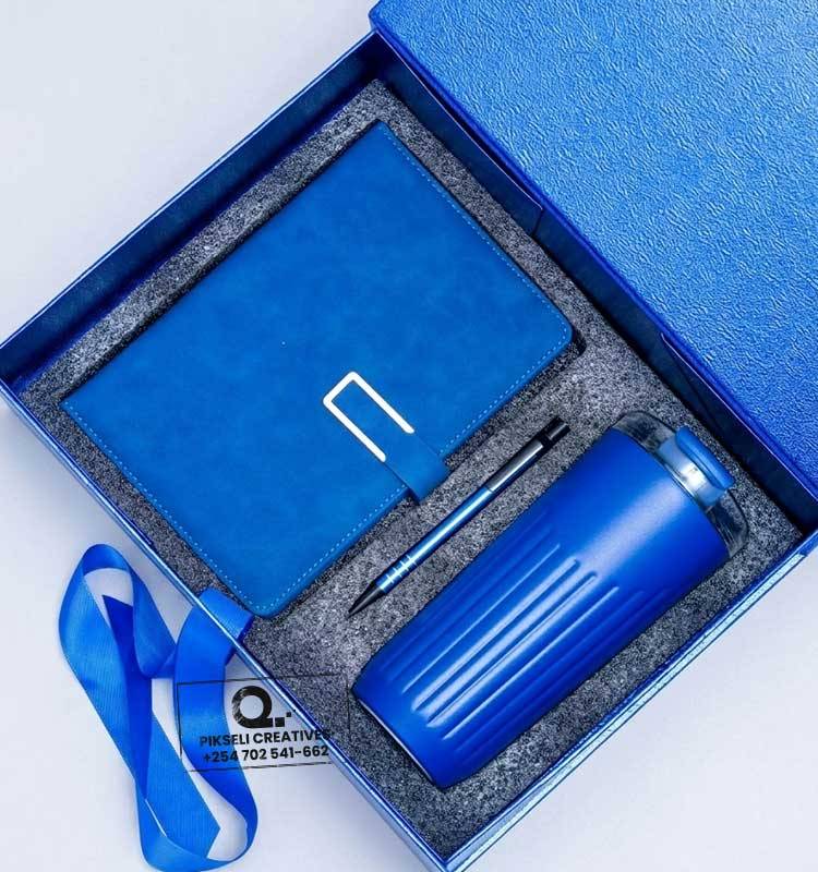 Custom Branded 3 in 1 Magnetic Buckle Gift Set Blue - Image 1
