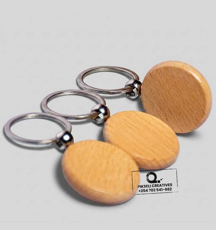 Custom Branded Round Wooden Key Ring - Image 1