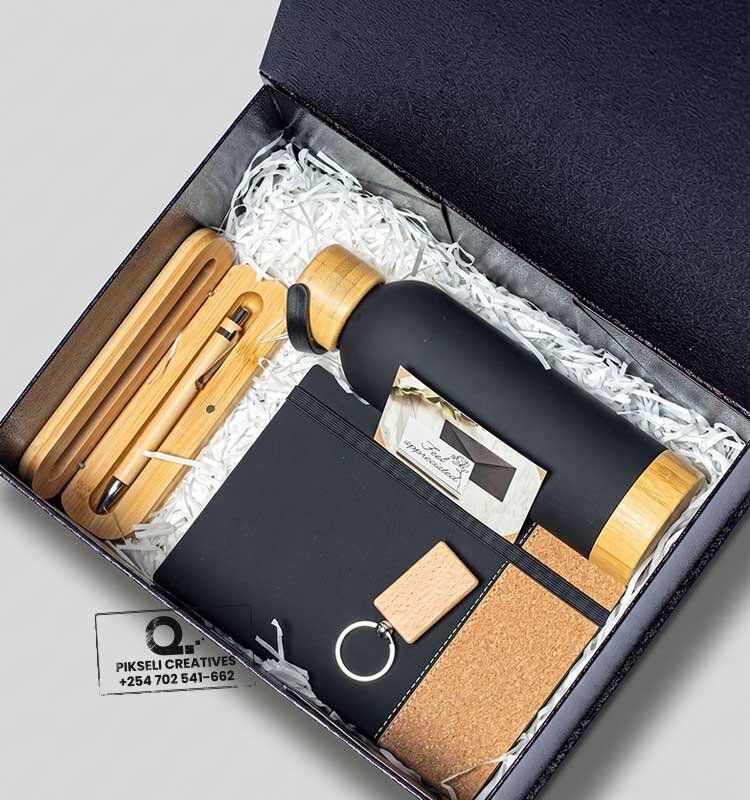 Custom Branded 4 in 1 Woodbase and Top Gift Set Black - Image 1