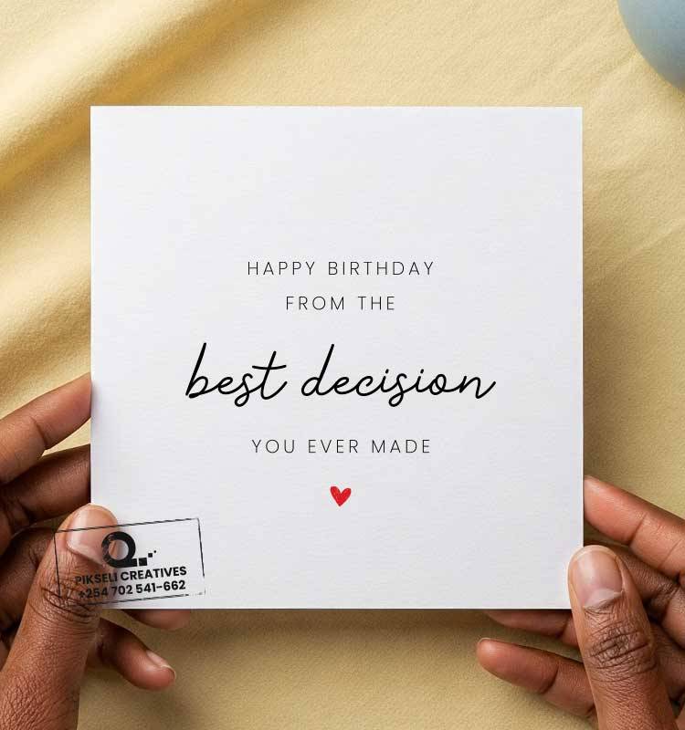 Best Decision Husband Happy Birthday Greeting Card - Image 1