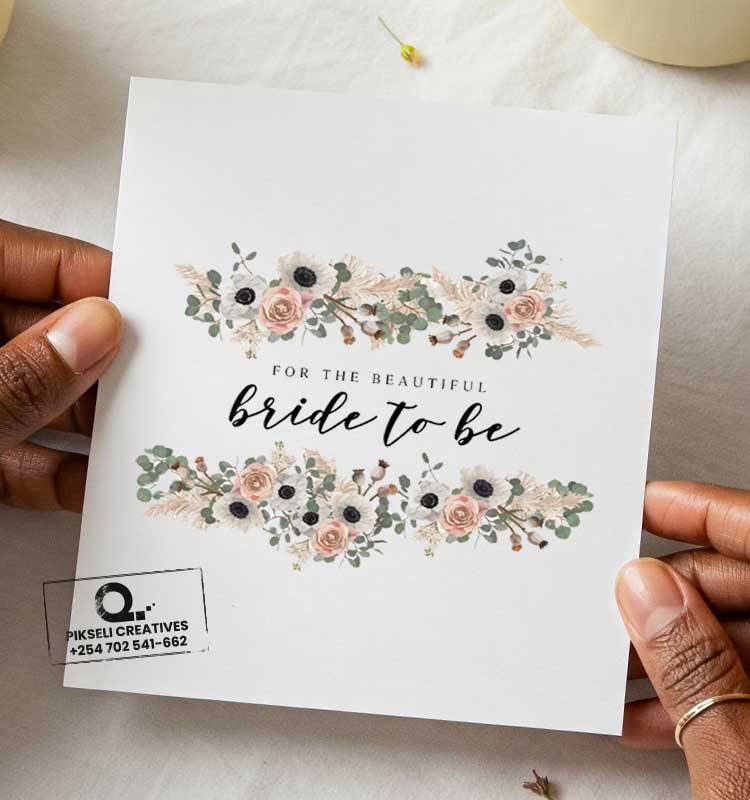Flowery-Bride-to-Be-Wedding-Greeting-Card - Image 1