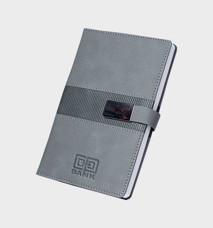 Branded Corporate Executive Notebooks - Grey Silver Buckle - Image 1