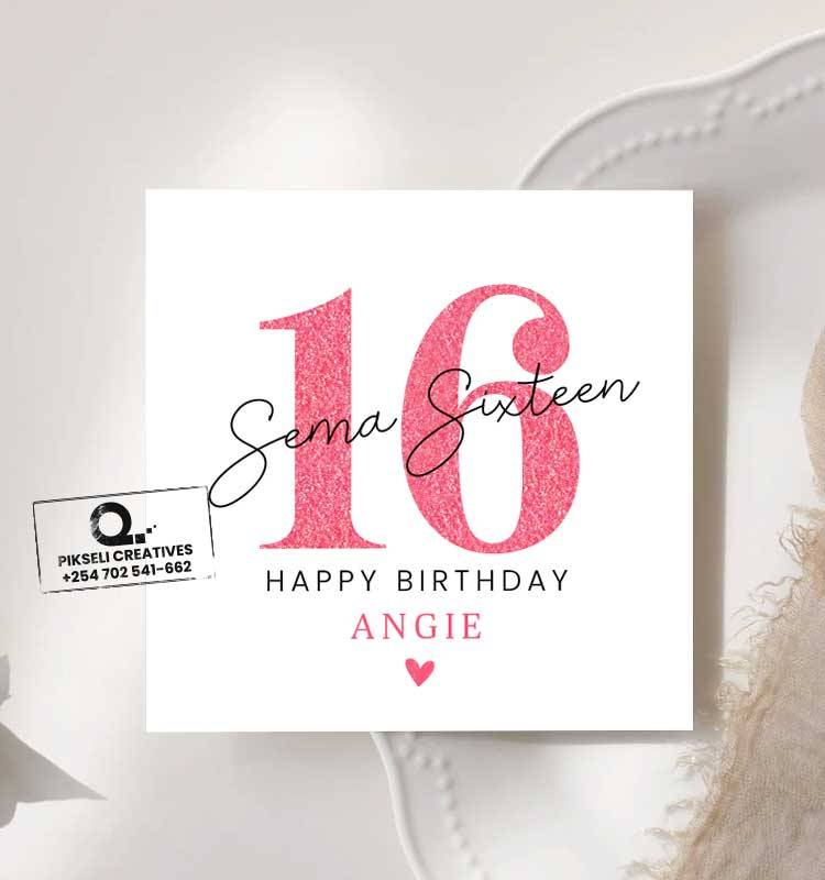 Angies's Swahili 16th Birthday Greeting Card - Image 1