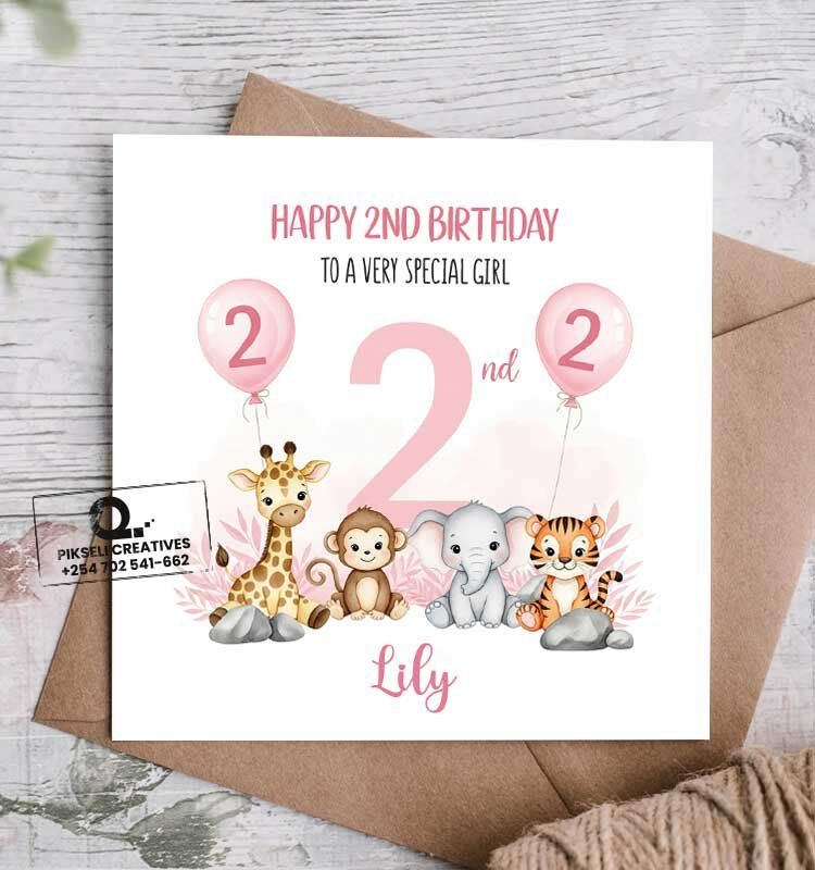 Lily's Cute 2nd Birthday Greeting Card - Image 1