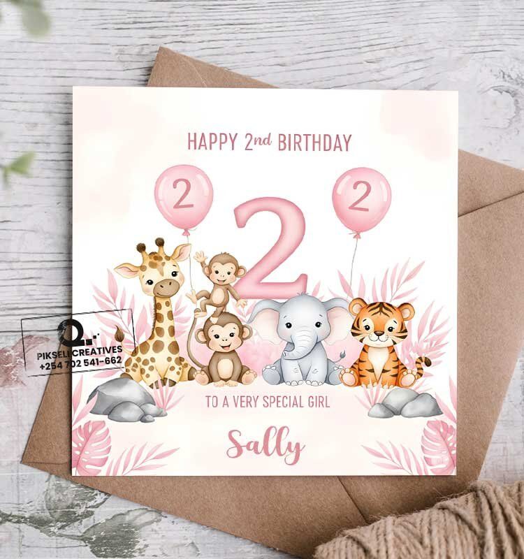 Sally's Cute 2nd Birthday Greeting Card - Image 1