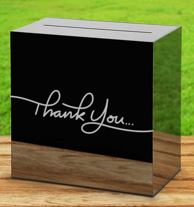Personalized Acrylic Wedding Gift Box with Slot - Black - Image 1