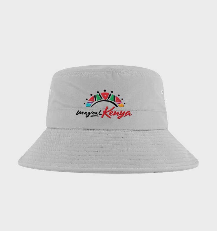 Branded-Bucket-Hats-White--Magical-Kenya Custom Branded Bucket Hats – Stylish & Practical Brand Visibility - Image 1