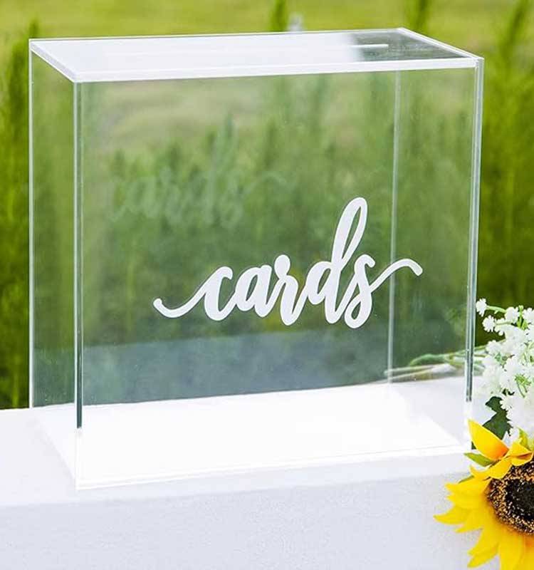 Personalized Clear Acrylic Wedding Gift Box with Slot - Image 1