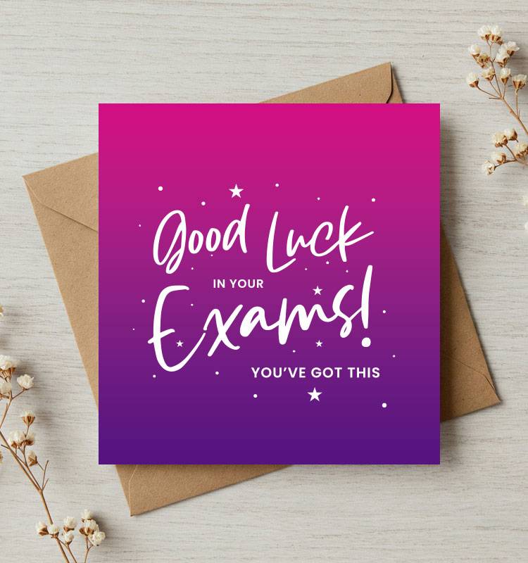 Good Luck Decorative Text Exam Success Greeting Card - Image 1